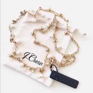 J. Crew Long Crystal and Pearl Necklace